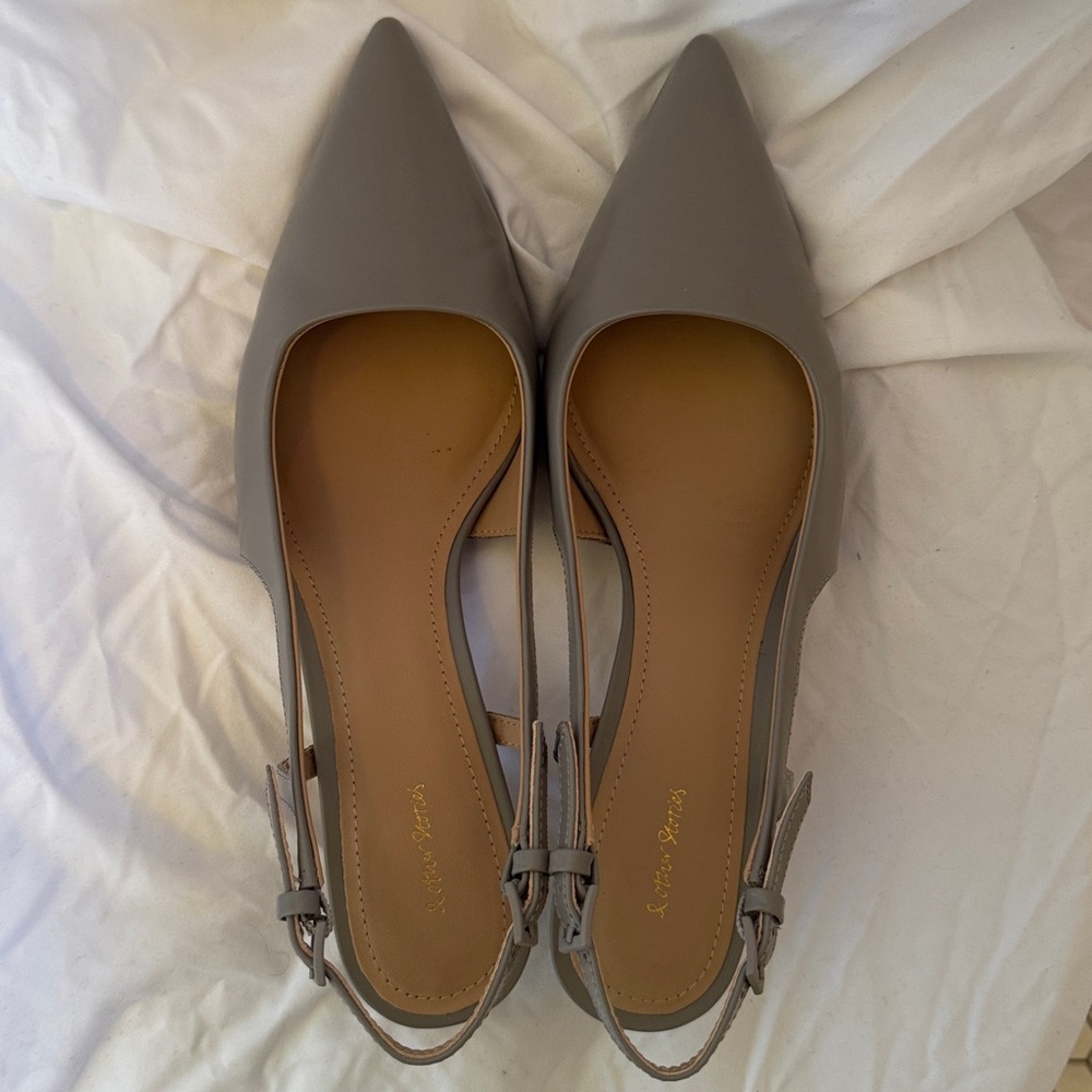 & Other Stories New Pointed Slingback Pumps color: Grey size: 7US /  38EU